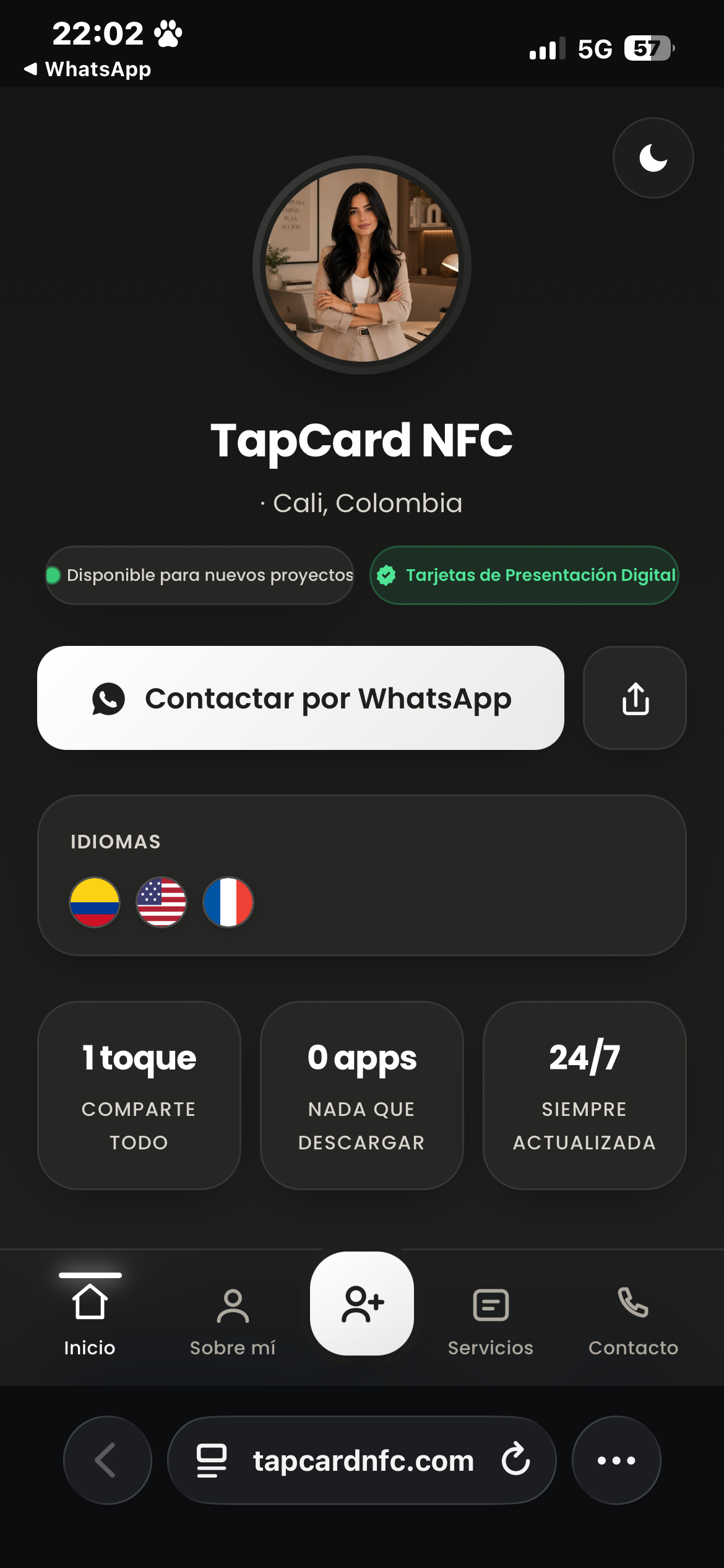 Perfil digital TapCard NFC